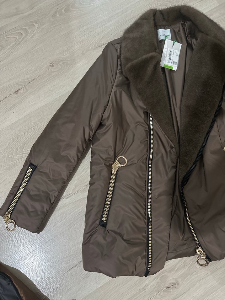 Kahverengi Suni Kürklü Midi Ceket - Görsel 5