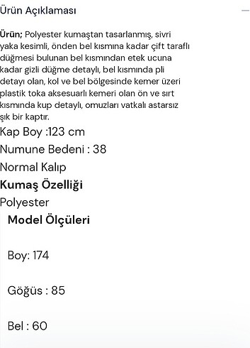 40 Beden ten rengi Renk Trençkot