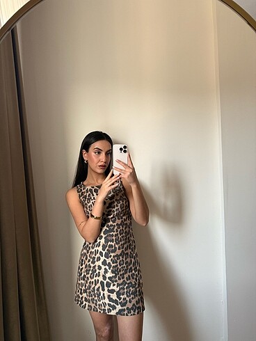 m Beden Leopar desenli elbise