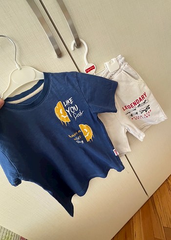 LC Waikiki Bebek Erkek Kısa Kollu Baskılı Tişört ve Şort Takımı