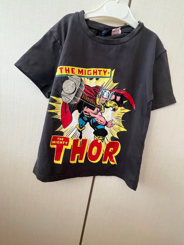 Erkek Çocuk Gri Baskılı Pamuk Tişört - Görsel 3