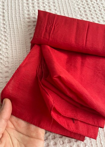 Kırmızı Kadın Saten Şal - Görsel 2