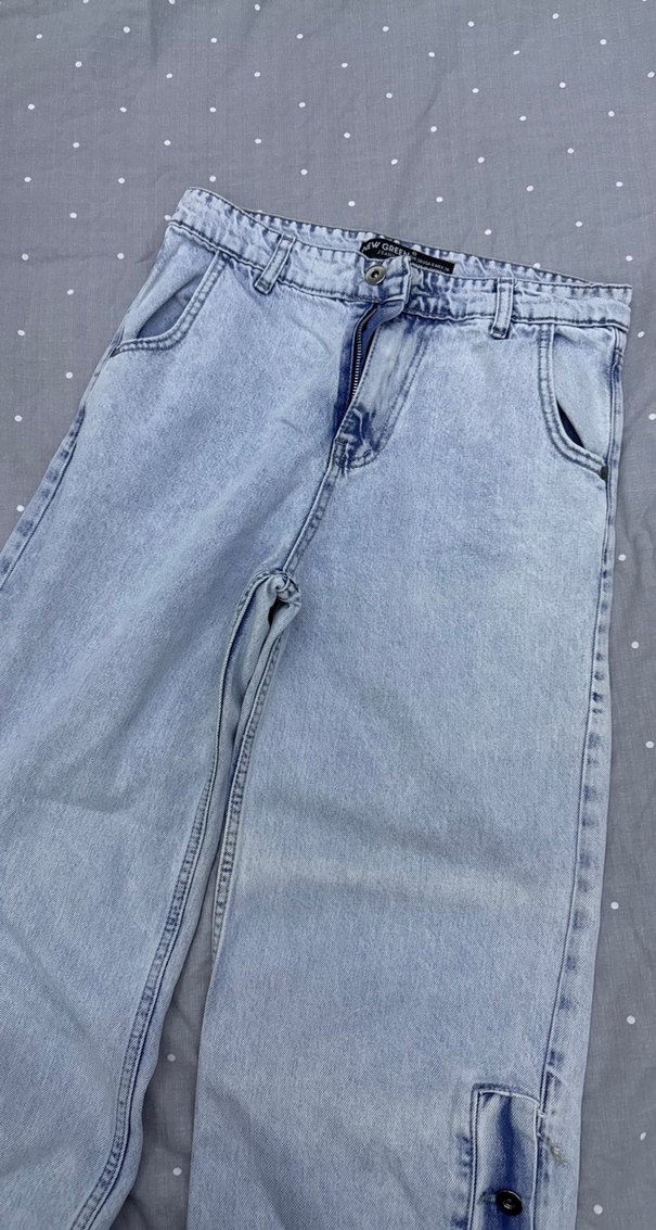 Düğmeli Salaş Kadın Midi Kot Pantolon - Görsel 3