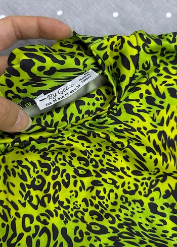 Sarı Uzun Kollu Yılan Desenli elbise - Görsel 4