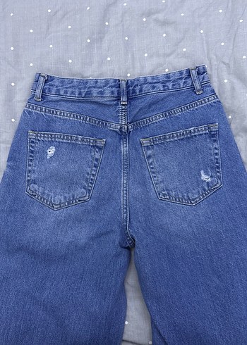 Yırtık Detaylı Mavi Salaş Kadın Jean - Görsel 6