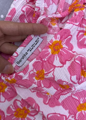 Pembe Çiçekli Uzun Bohem Elbise - Görsel 6