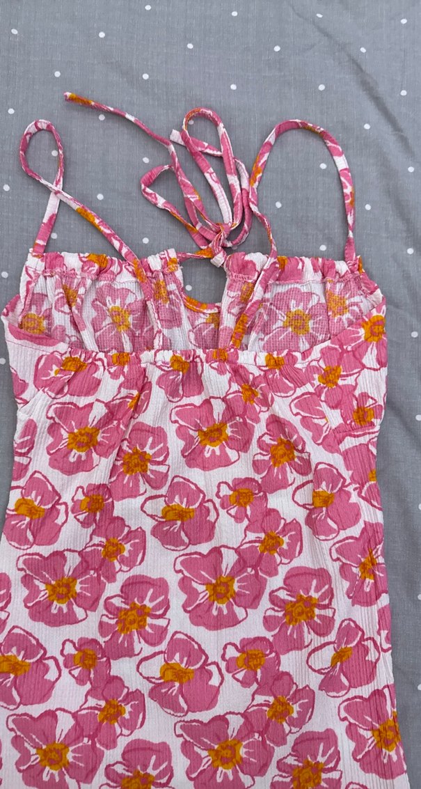 Pembe Çiçekli Uzun Bohem Elbise - Görsel 5