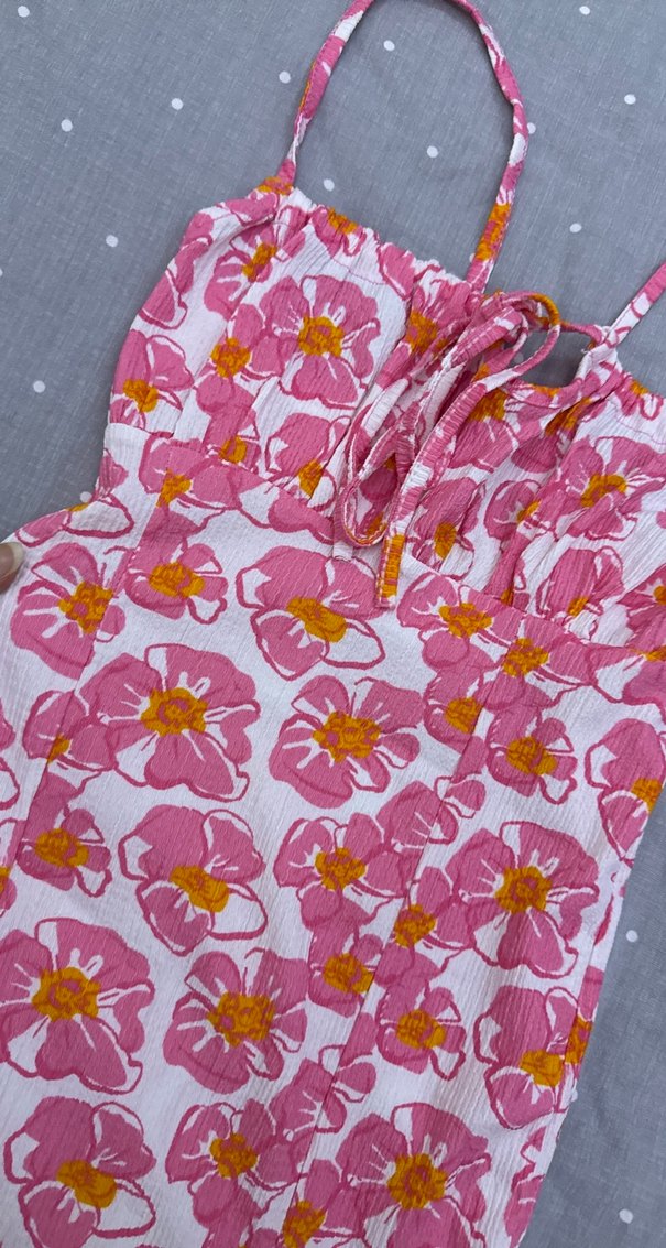 Pembe Çiçekli Uzun Bohem Elbise - Görsel 4