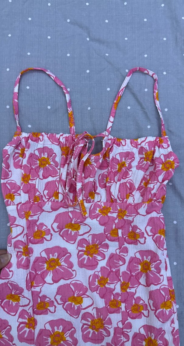 Pembe Çiçekli Uzun Bohem Elbise - Görsel 3