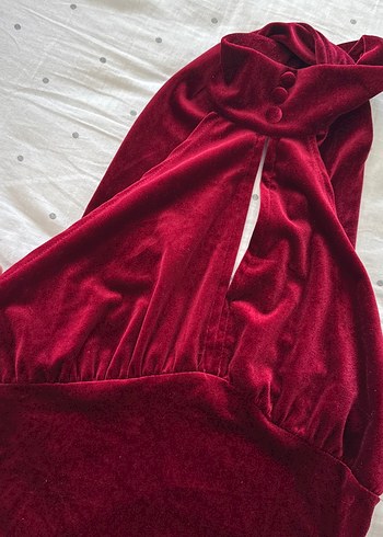 Bordo Süet Drapeli Bohem Bluz - Görsel 2