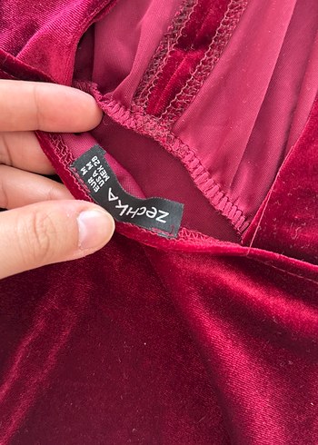 Bordo Süet Drapeli Bohem Bluz - Görsel 4