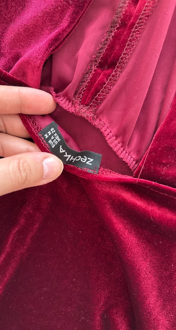 Bordo Süet Drapeli Bohem Bluz - Görsel 4