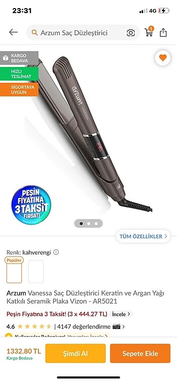 Arzum vanessa saç düzleştiricisi