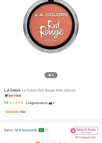Beden LA COLORS Koyu Bej Allık