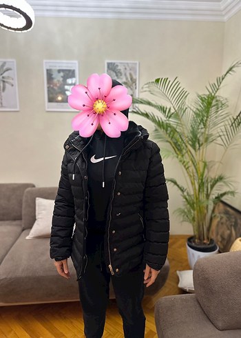 Network kaz tüyü siyah şişme mont - Görsel 6