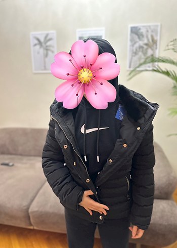 Network kaz tüyü siyah şişme mont - Görsel 5