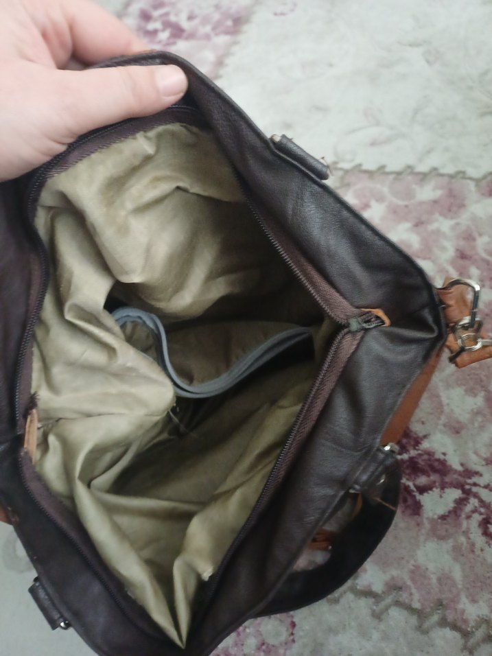 Kahverengi Deri Kadın Çanta - Görsel 3