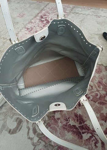 David Jones Bej Deri Fermuarlı Kadın Çanta - Görsel 3