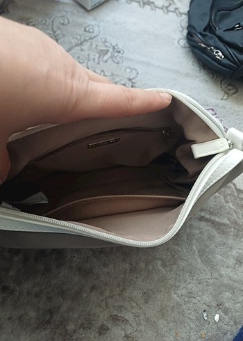 David Jones Bej Deri Fermuarlı Kadın Çanta - Görsel 5