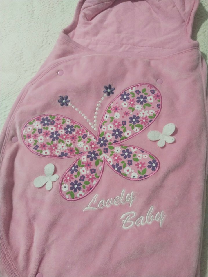 Pembe Kız Bebek Çiçek Desenli Bebek Kundağı - Görsel 2