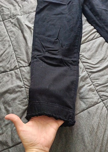 Diğer Siyah Keten Mom fit Kadın Pantolon