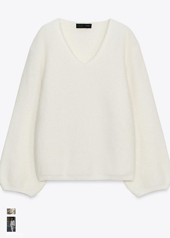 Beyaz Örgü Salaş Kadın Kazak - Görsel 3