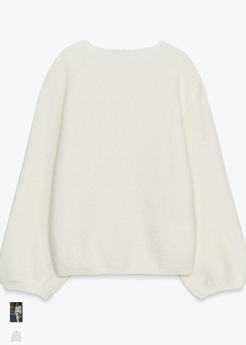 Beyaz Örgü Salaş Kadın Kazak - Görsel 4