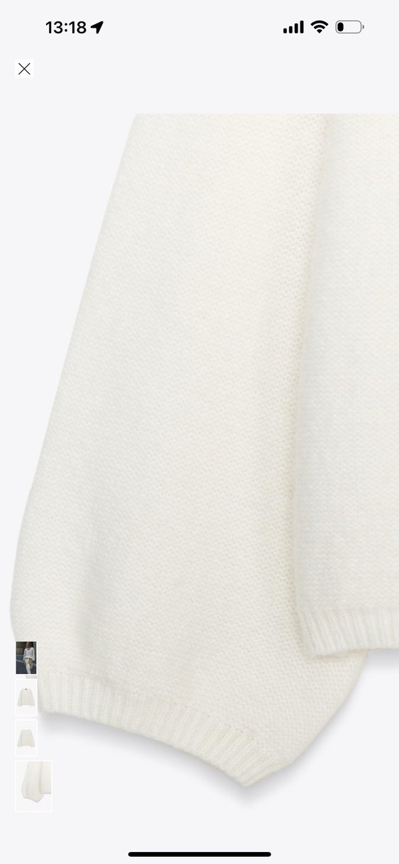 Beyaz Örgü Salaş Kadın Kazak - Görsel 5