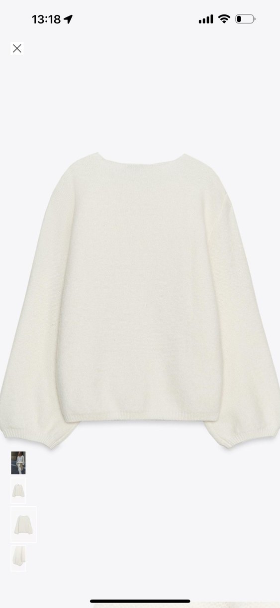 Beyaz Örgü Salaş Kadın Kazak - Görsel 4