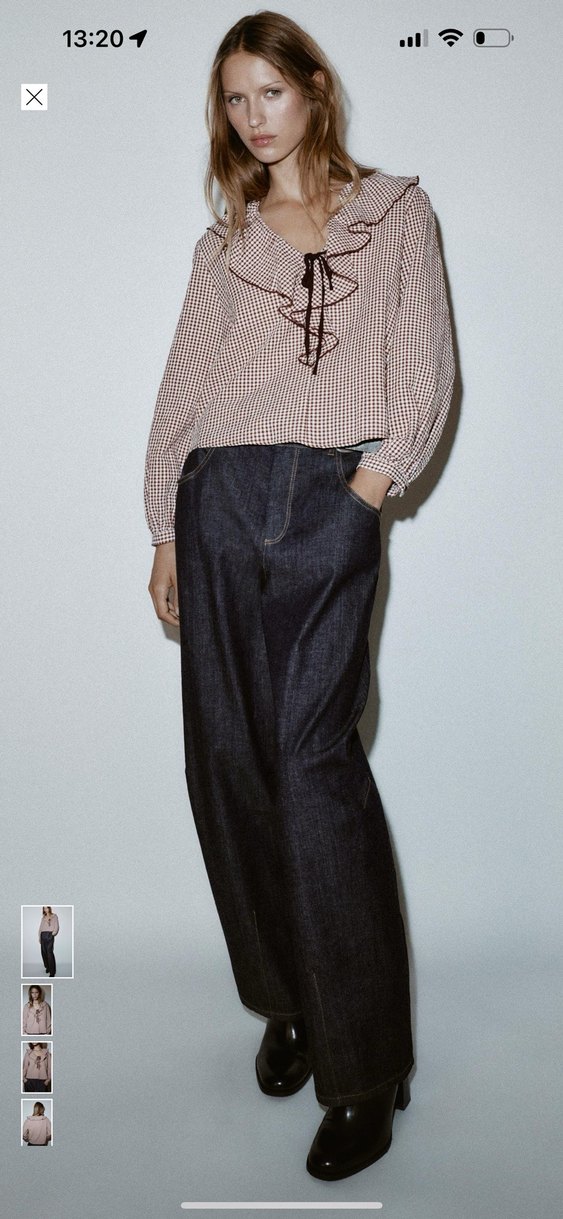 Bej Fırfırlı V Yaka Bohem Kadın Gömlek - Görsel 3