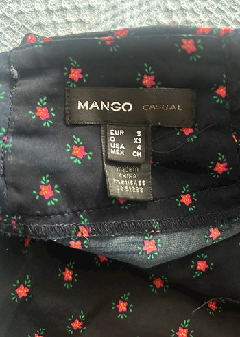 Mango Mini Etek, Pilili, Siyah Çiçek Desenli