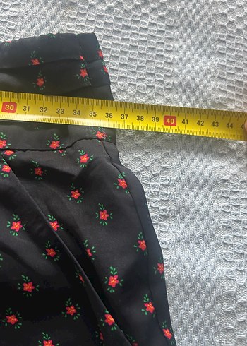 s Beden Mini Etek, Pilili, Siyah Çiçek Desenli
