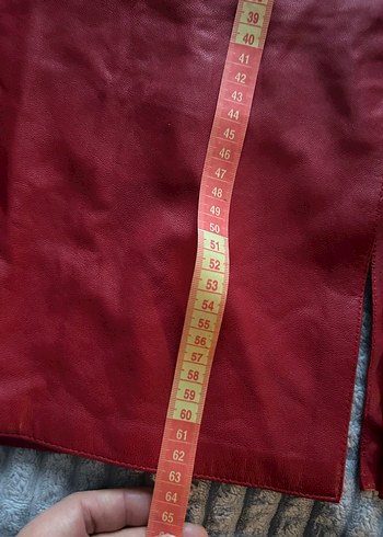 Kırmızı deri etek - Görsel 5