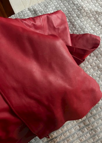 Kırmızı deri etek - Görsel 10