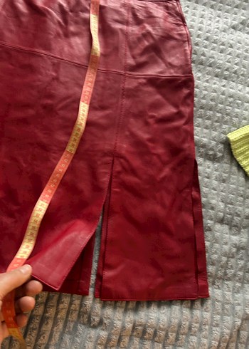 Kırmızı deri etek - Görsel 6