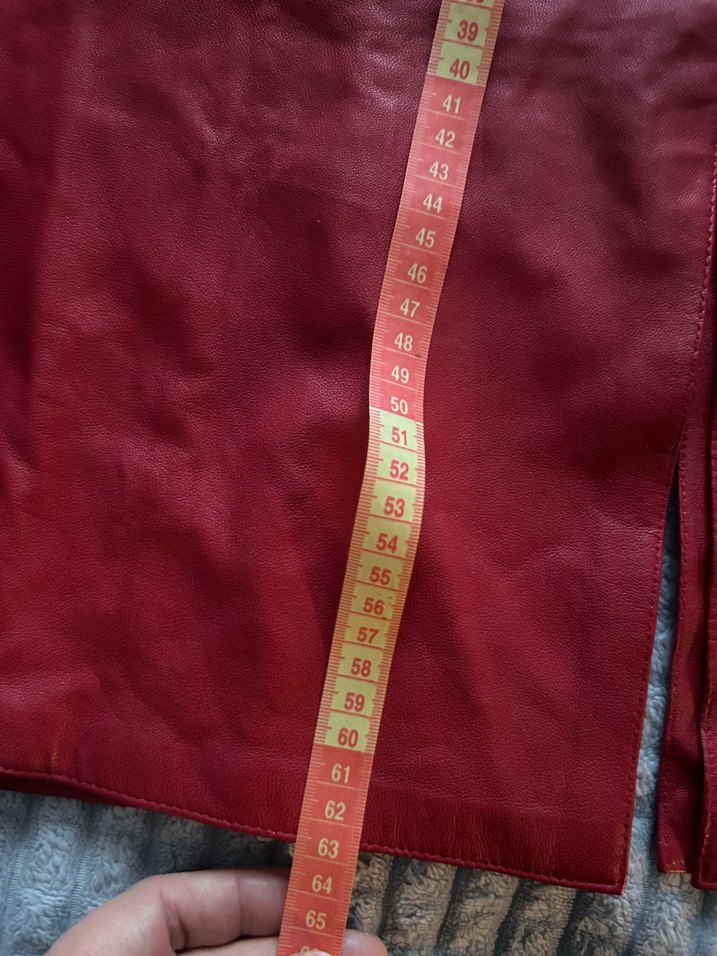 Kırmızı deri etek - Görsel 5