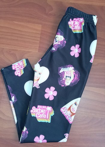 Renkli Barbie Baskılı Kız Taytı