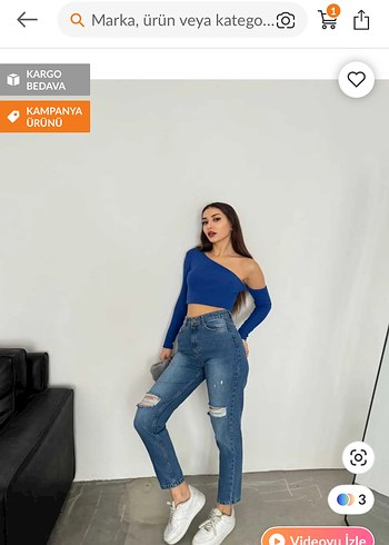 Diğer Kadın Açık Mavi Denim Bol Kesim Jean