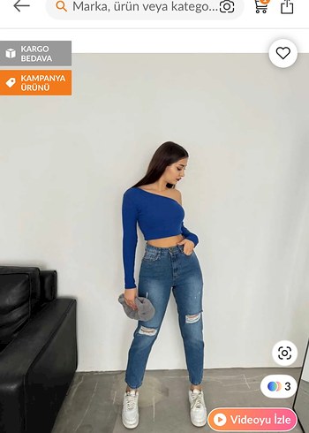 Kadın Açık Mavi Denim Bol Kesim Jean