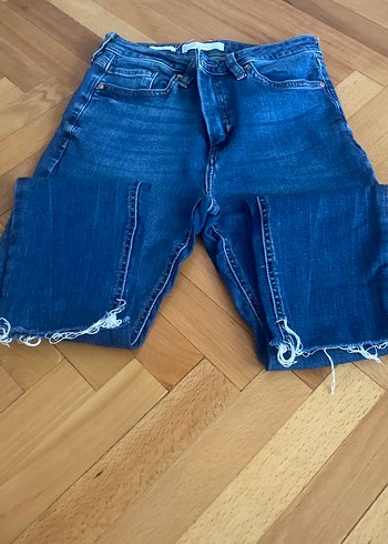 Kadın Mavi Rahat Kesim Midi Boy Kot Mango jean 36 beden