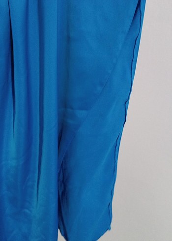 Mavi Drapeli Midi Abiye Elbise - Görsel 5