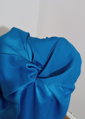 Mavi Drapeli Midi Abiye Elbise - Görsel 4