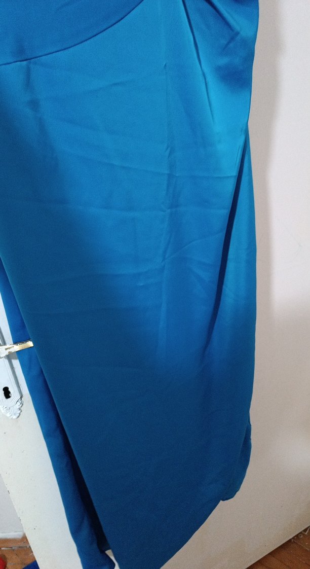 Mavi Drapeli Midi Abiye Elbise - Görsel 2