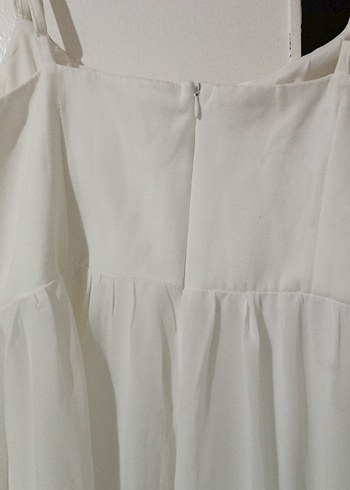 Askılı Beyaz Uzun Bohem Gelinlik - Görsel 6