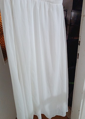 Askılı Beyaz Uzun Bohem Gelinlik - Görsel 7