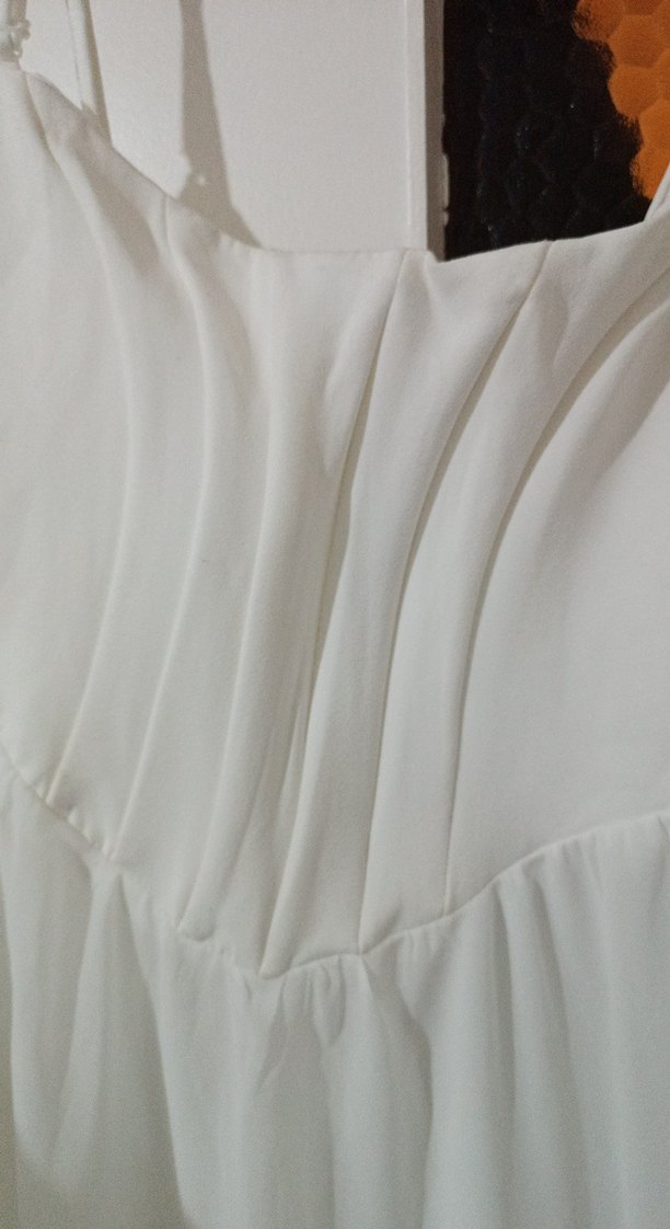 Askılı Beyaz Uzun Bohem Gelinlik - Görsel 3