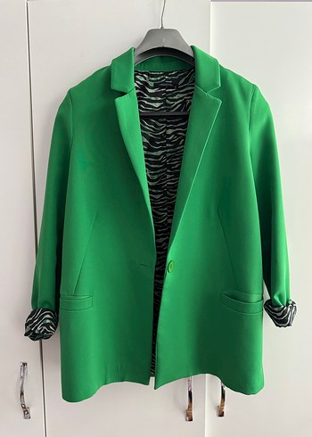Yeşil Zebra Desenli Blazer Ceket
