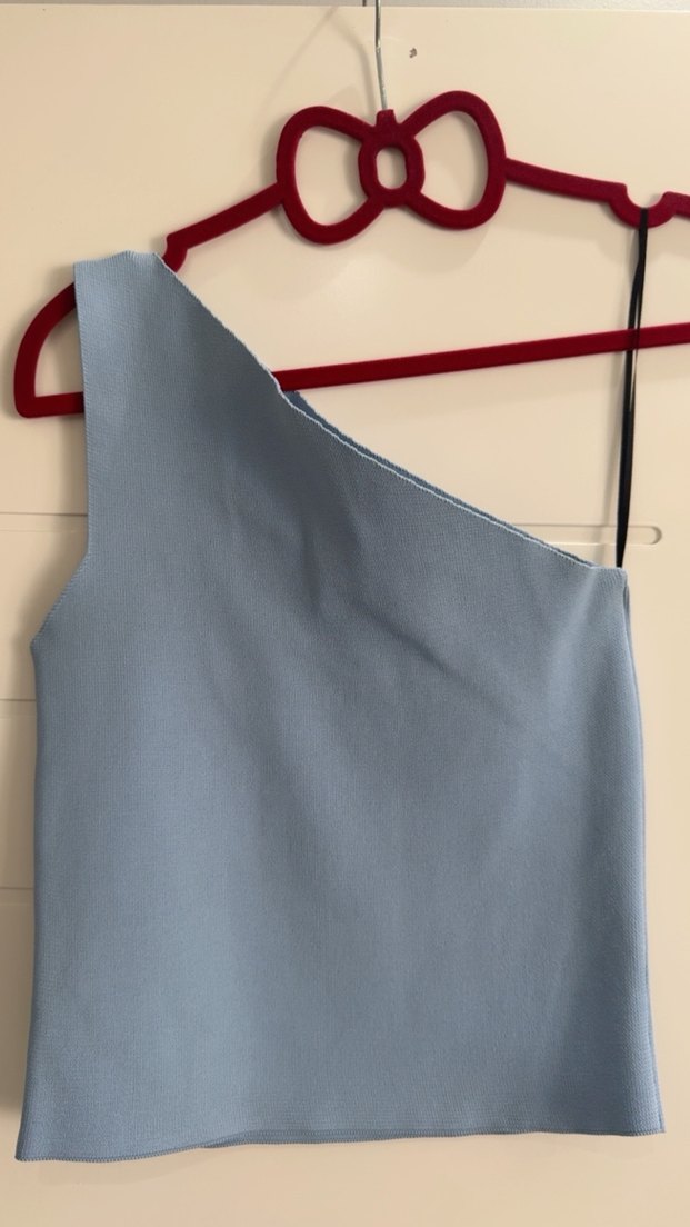 Mavi Asimetrik Tek Omuz Mini Üst - Görsel 2