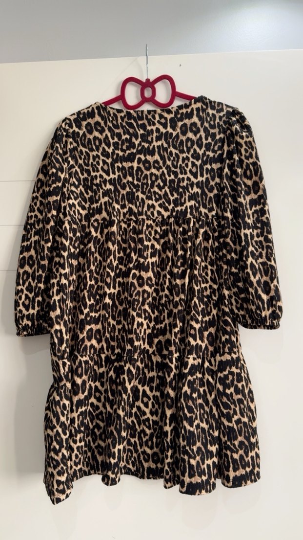 Kahverengi Leopar Desenli elbise - Görsel 2