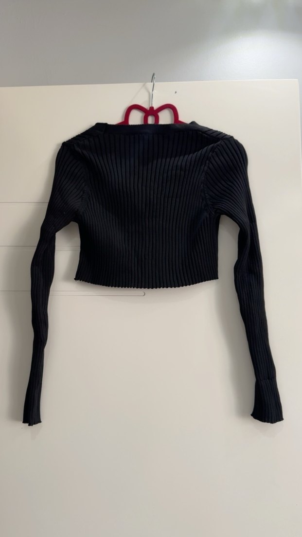 Kadın Siyah Örgü Uzun Kollu Triko Kazak - Görsel 3